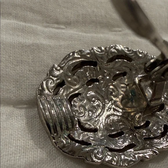 Gunmetal Filigree Floral Clip Earrings - Elegant Women’s Jewelry - Picture 6 of 8